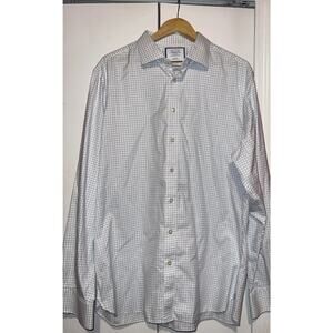 Charles Tyrwhitt Blue White Striped Shirt 17 1/2 Classic Fit Cotton London